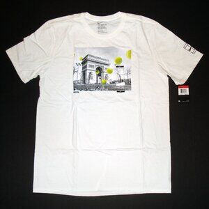 Nike Court Tennis T-Shirt White Paris French Open Arc de Triomphe Men's Size L